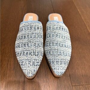 STEVEN NY Stylish Blue and White Woven Women's Slip-On Mules